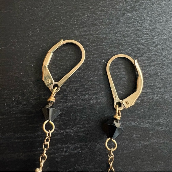 Black Crystal 14k Gold Filled Earrings - Picture 4 of 8